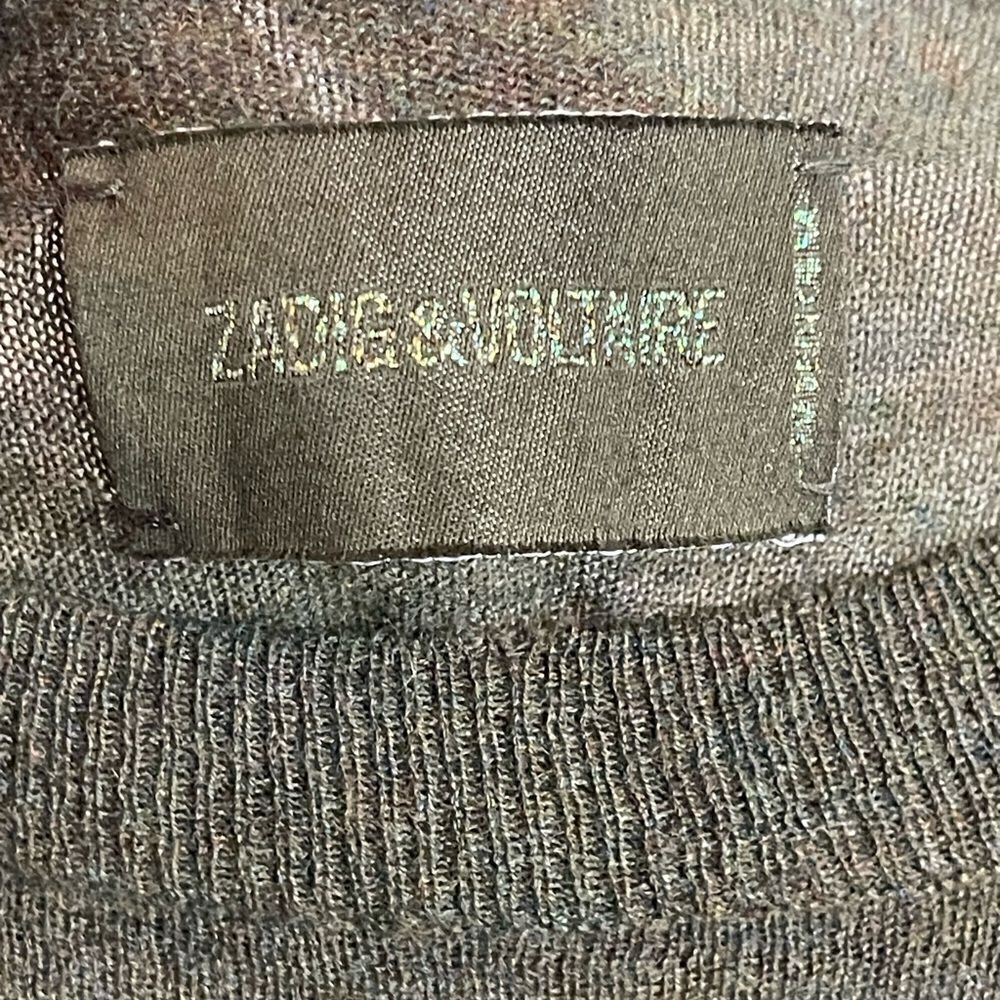 Zadig & Voltaire Cashmere Sweater with military color and crystals. NTW. Small - Picture 10 of 11